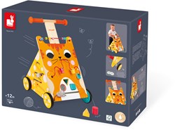 Janod houten loopwagen kat - activiteiten duwwagen voor peuters
