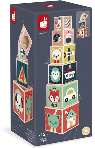 Janod houten stapeltoren - Baby Forest piramide 6 blokken - educatief speelgoed-2