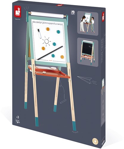 Janod schoolbord - verstelbaar houten krijtbord met accessoires-3