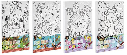 Canvas schilderen op nummer set voor kinderen dieren thema A4 verf penseel