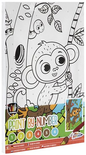 Canvas schilderen op nummer set voor kinderen dieren thema A4 verf penseel-2