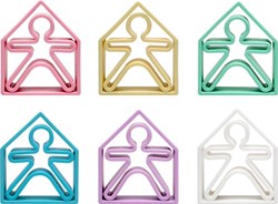 Dena siliconen speelgoedset - 6 kinderen 6 huizen pastel kleuren