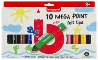 Bruynzeel viltstiften Mega Point 10 kleuren set voor kinderen 3+