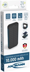 Ansmann powerbank outdoor zonnepaneel led-lamp 10000mAh zwart USB