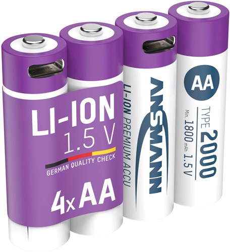Ansmann AA oplaadbare batterij USB-C 1,5V Li-Ion met oplaadkabel