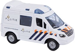 Die cast politieauto speelgoedvoertuig pull-back 8 cm blauw metaal
