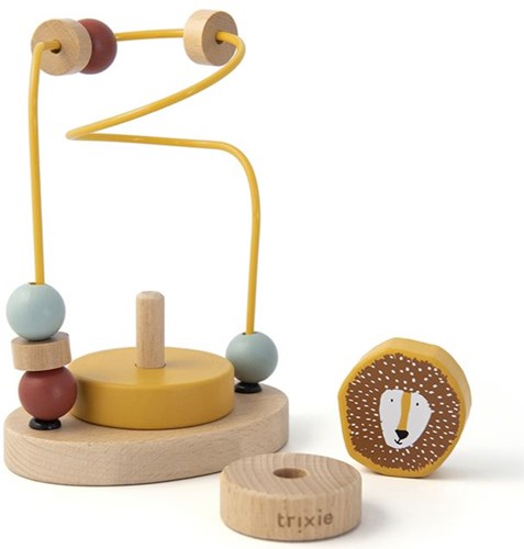 Trixie houten kralenframe - educatief speelgoed Mr. Lion geel FSC hout