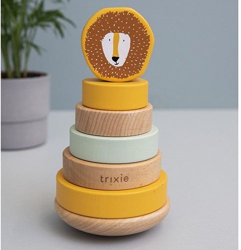 Trixie houten stapeltoren - educatief speelgoed Mr. Lion geel FSC hout-3