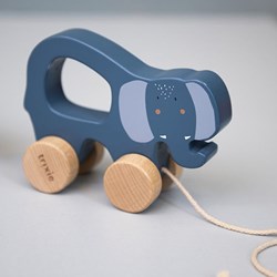 Trixie houten trekspeeltje - Mrs. Elephant - FSC gecertificeerd - blauw