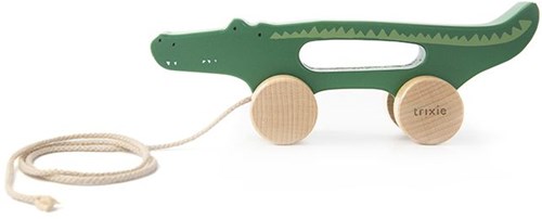 Trixie houten trekspeeltje krokodil - FSC babyspeelgoed - groen