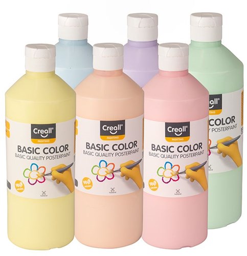 Creall plakkaatverf set pastel - 6 kleuren plakkaatverf voor kinderen