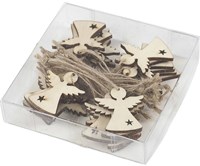 Creativ Company houten kerstengel hanger decoratie met jute koord