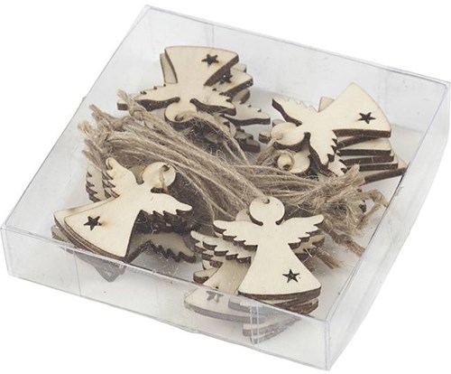 Creativ Company houten kerstengel hanger decoratie met jute koord