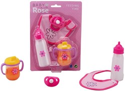 Johntoy poppenspeelset Baby Rose etenstijd 4-delig roze speelgoed