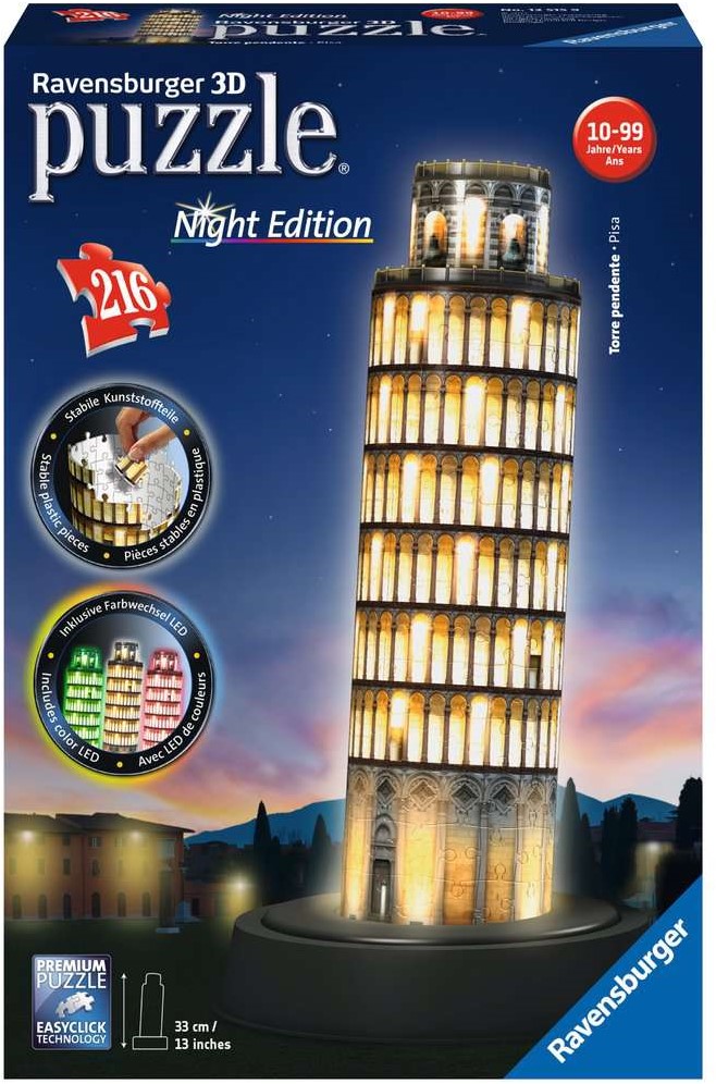 Manuscript crisis Teken een foto Ravensburger 3D puzzel gebouw Toren van Pisa Night