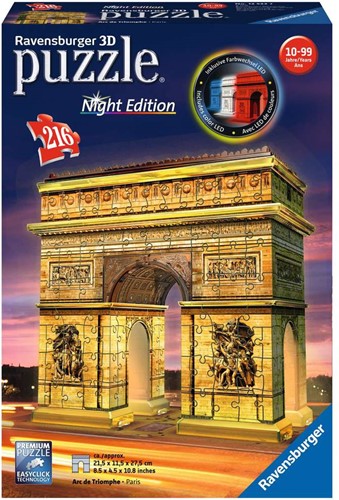 Ravensburger 3D puzzel gebouw Arc de Triomphe Night Edition - 216 stukjes