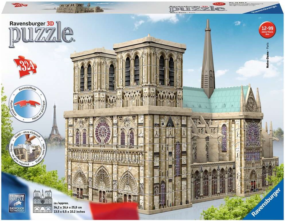 Ijsbeer Zonsverduistering surfen Ravensburger 3D puzzel gebouw Notre Dame Parijs -