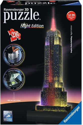 Ravensburger 3D puzzel gebouw Empire State Building Night Edition - 216 stukjes