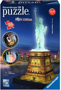 Ravensburger 3D puzzel gebouw Statue of Liberty Night Edition - 108 stukjes