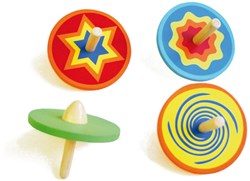 Eduplay houten tol speelgoed set - kleurrijke vormentol 12 stuks