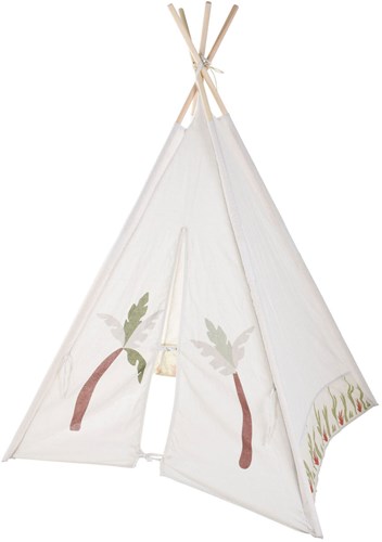 Tipitent Wit met Plantenprint, 160cm