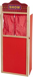 Koopman houten poppenkast speelgoed theater rood met gordijn 90cm