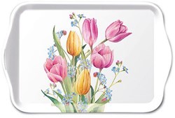 Ambiente dienblad tulpen boeket kunststof 13x21cm kleurrijk design