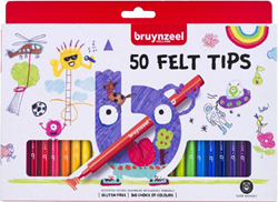 Bruynzeel viltstiften set - 50 kleuren viltstiften voor kinderen