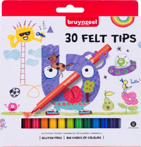 Bruynzeel viltstiften set - 30 kleuren viltstiften etui