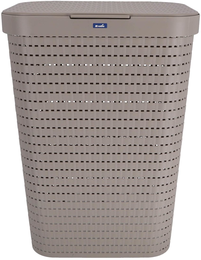 Rotho wasmand kunststof 55 liter cappuccino met deksel - Country