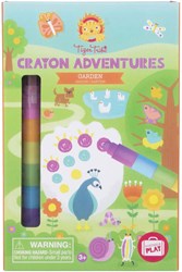 Krijt kleurset tuin - Crayon Adventures kleurboek met waskrijtjes