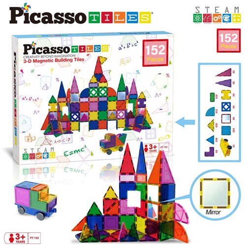 Picasso Tiles magnetische bouwtegels set met spiegels - 152 stuks - educatief speelgoed-3