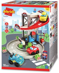 Abrick speelgoed garage met transporter en auto's - autogarage speelset