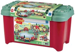Abrick bouwset treinbaan - Speelgoed met station en accessoires, 140dlg