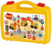 Abrick bouwset koffer met bouwvoertuigen en accessoires - 43 delig