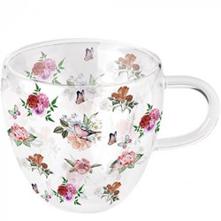 Ambiente dubbelwandig glas Charlotte white 200ml bloemenprint