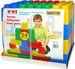 Bouwblokken XXL bouwstenen set 24-delig multicolor kunststof speelgoed