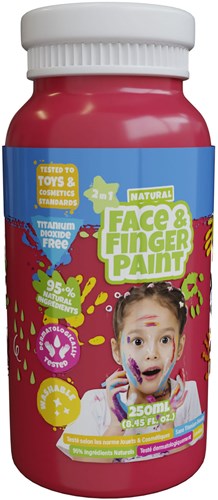 Natural Face & Fingerpaint Fles - Rood, 250ml