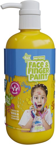 Natural Face & Fingerpaint Fles met Pompje - Geel, 1L