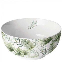 Ambiente porseleinen schaal jungle leaves wit - 14cm servies decoratie
