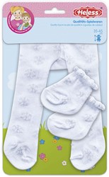 Heless poppenmaillot en sokken ijskristal wit-zilver 35-45 cm