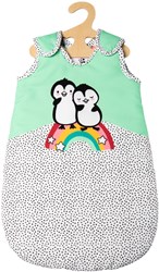 Heless poppenslaapzak pinguïn fluweel groen-wit babypop 35-45cm