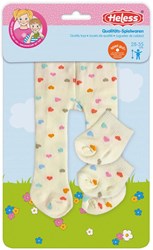 Heless poppenmaillot en sokjes hartjesconfetti beige 28-35 cm poppen
