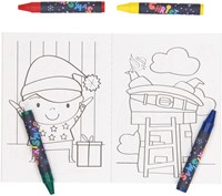Kleurboekje kerst traktatieset met waskrijtjes en stickervel-3