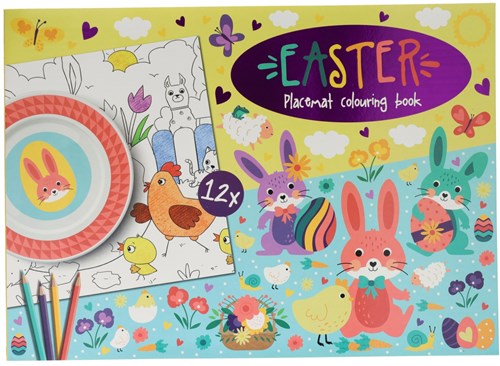 Placemats Kleurboek Pasen, 12st.