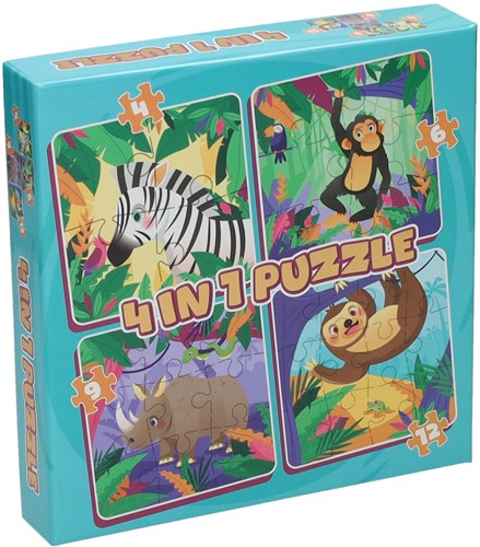 Legpuzzel 4in1 - Wilde Dieren, 12st.