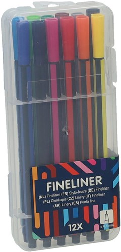 Finelinerset in Opbergbox, 12st.