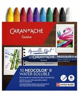 Caran d'Ache waskrijt Neocolor II set 10 kleuren aquarel effect-3