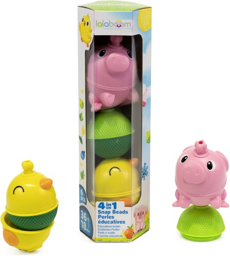 Lalaboom speelgoed set dieren kralen kip varken - educatief 6 stuks-2