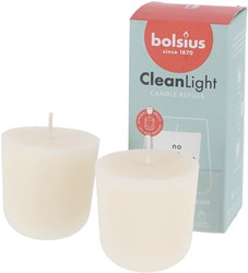Bolsius Clean Light navulling pack 2 Zero vegan kaarsen wit